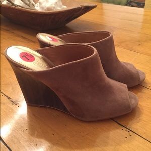 Coach dark tan suede high heel shoes
